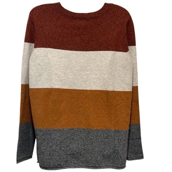 Pinque Gina Womens Sweater XL Crew Neck Striped Pullover Rust Stone Combo NWT - Picture 3 of 9